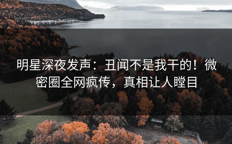 明星深夜发声：丑闻不是我干的！微密圈全网疯传，真相让人瞠目