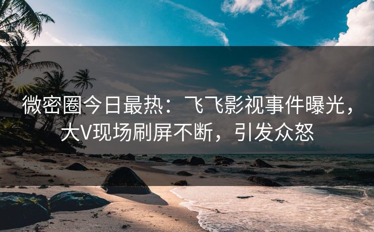 微密圈今日最热：飞飞影视事件曝光，大V现场刷屏不断，引发众怒