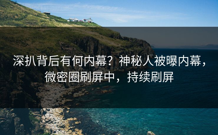 深扒背后有何内幕？神秘人被曝内幕，微密圈刷屏中，持续刷屏