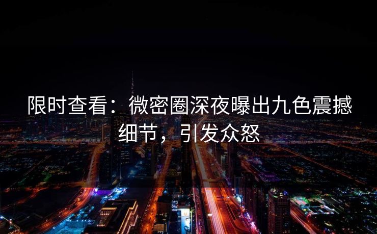 限时查看：微密圈深夜曝出九色震撼细节，引发众怒
