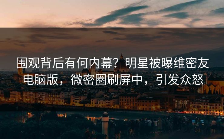 围观背后有何内幕？明星被曝维密友电脑版，微密圈刷屏中，引发众怒