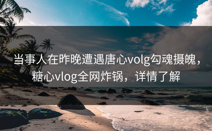 当事人在昨晚遭遇唐心volg勾魂摄魄，糖心vlog全网炸锅，详情了解
